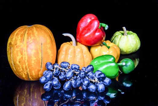 still life Vegetables, Herbs and Fruit as ingredients in cooking.