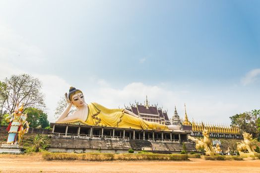 Reclining image of Buddha in Thailand.