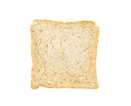 Slice of whole wheat bread isolated on white background