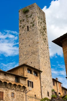 Torre dei Becci (Becci tower) in San Gimignano medieval town (UNESCO heritage), Siena, Tuscany, Italy