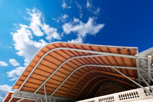 Detail of the roof of the market of Santa Caterina in Barcelona, Catalonia, Spain. View from below