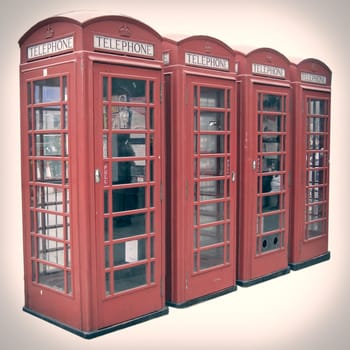 Vintage looking Traditional Red Telephone Box in London UK