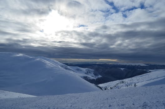 Dragobrat mountain and sky. Ukraine. Zakarpattia Region