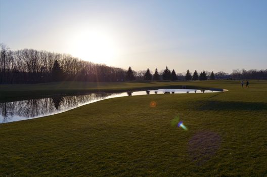 sunset on golf course in Yanukovych Mezhigorie