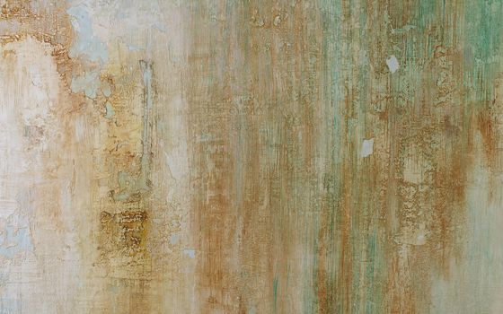 Light Blue, Beige and Green Obsolete Cement Wall Background closeup