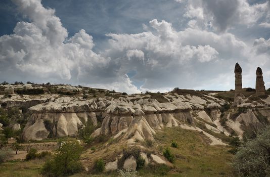Rock formations of Cappadocia. Turkey. Horizontal photo