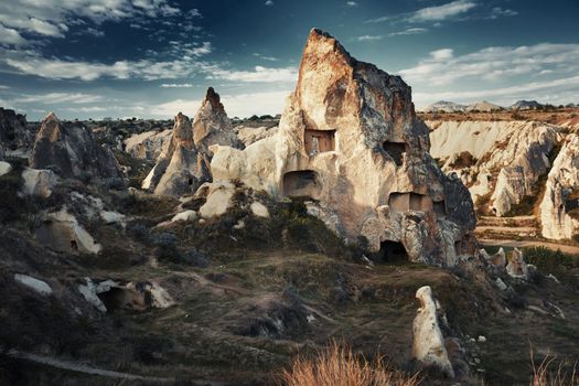 Ancient stone houses of Cappadocia, Turkey
