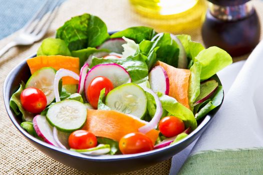 Fresh varieties vegetables salad in a bowl