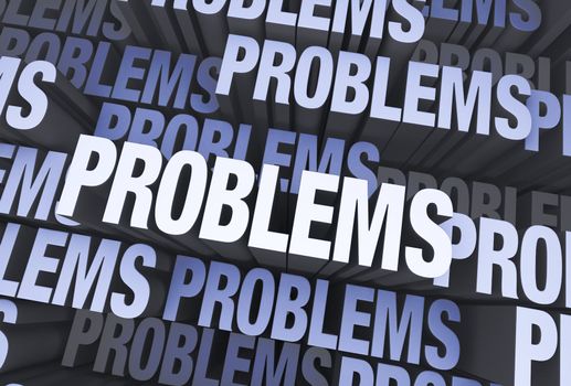 A blue gray background filled with the word "PROBLEM" repeated many times a different depths.