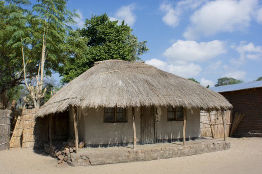 typical African house with a thatched roof