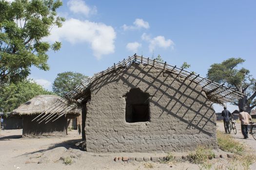 typical African house made ​​of mud bricks