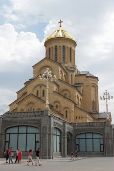 TBILISI, GEORGIA - JUNE 29, 2014: Church Zminda Sameba, the new cathedral of Tbilisi on June 29, 2014 in Georgia, Europe