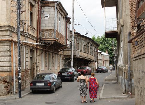 TBILISI, GEORGIA - JUNE 29, 2014: Characteristic scene of the historic district of Tbilisi on June 29, 2014 in Georgia, Europe