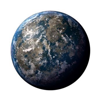 3D illustration of the great blue planet earth isolated on a white background.