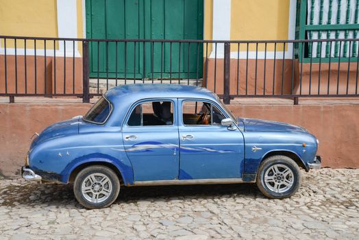 Old american vintage car park on street in Havana Cuba