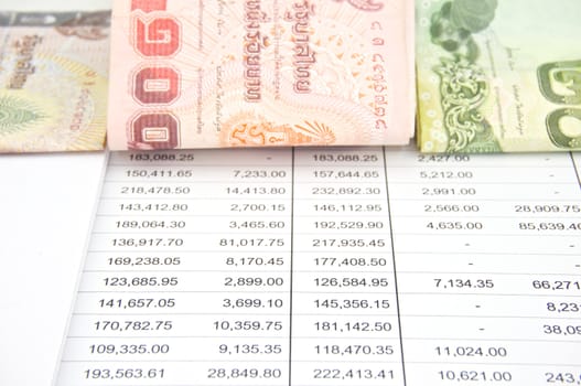 Bill of Thailand with currency baht place on statement finance account.