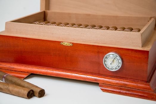 Cuban cigars with handmade wooden box humidifier for store cigars