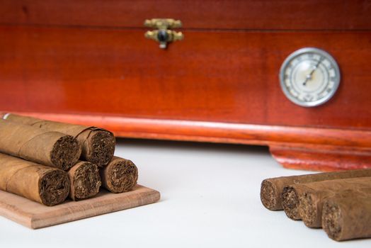 Cuban cigars with handmade wooden box humidifier for store cigars