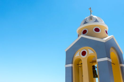 Typical Greek Catholic Church in Fira, Island Santorini, Greece