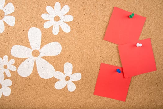 Color sticky memo note cards on cork board