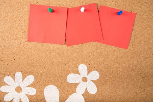 Color sticky memo note cards on cork board