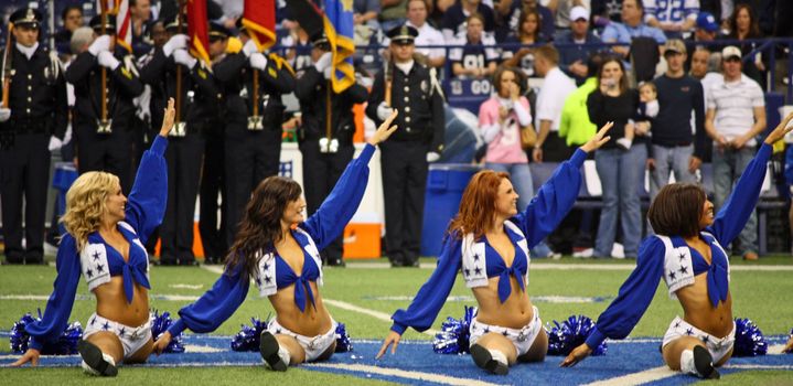 DALLAS - DEC 14: Taken in Texas Stadium Sunday, December 14, 2008. Dallas Cowboys cheerleaders during pregame activities. Cowboys played the NY Giants. 
