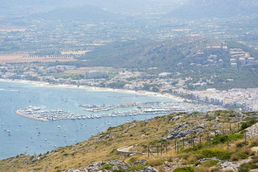 Panoramic View of Port de Pollenca in Mallorca, Spain