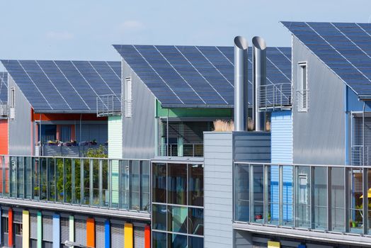 Details of the Sunship in green City, Freiburg. The solar sunship is in the solar village Vauban in Freiburg, Black Forest, Germany. It is known for its use of alternative and renewbale energy.