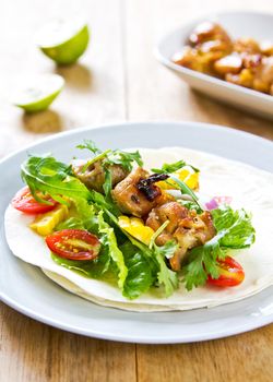 Grilled chicken with sweet corn and vegetables Tortilla