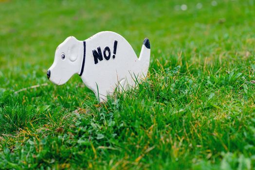 No Pooping On The Grass Sign, Shaped Like A Dog