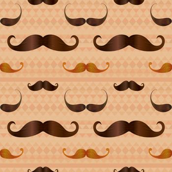 Vector Hipster Mustache Geometric Seamless Pattern Background