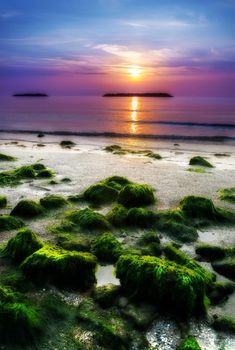 Sunrise by the sea in an italian beach