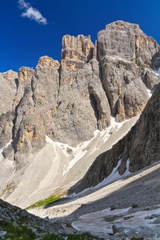 Piz da Lech peak in Sella mount from Mezdi valley, Italian Dolomites