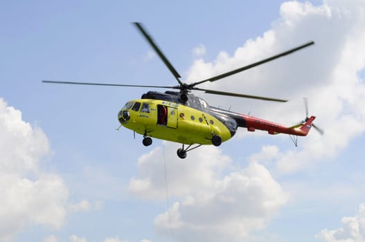 Air show "On a visit at Utair". Tyumen, Russia. 16.08.2014. MI-8 helicopter