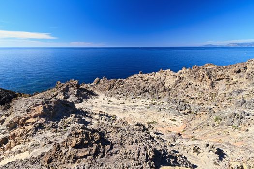 cliff in north-west coast of San Pietro island, Carloforte, Sardinia, Italy