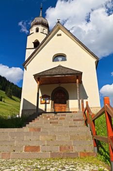 small church in Penia village, Fassa Valley, Trentino, Italy