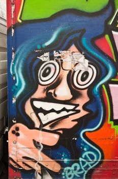 urban art  street in Paris- crazy face