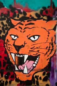 urban art street in paris - tiger