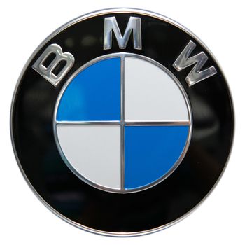 The BMW ( Bayerische Motoren Werke ) Logo Isolated On White
