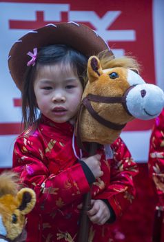 SAN FRANCISCO - FEB 15 : Unidentified dress up children performing during the Chinese New Year Parade in San Francisco , California on February 15 2014 , It is the largest Asian event in North America 