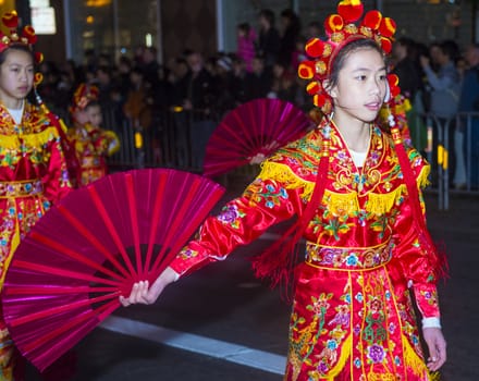 SAN FRANCISCO - FEB 15 : An unidentified participants at the Chinese New Year Parade in San Francisco , California on February 15 2014 , It is the largest Asian event in North America 