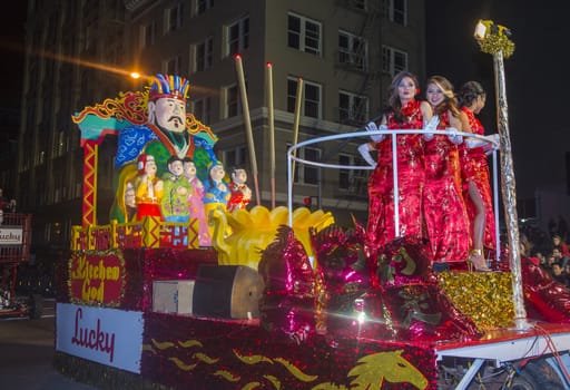 SAN FRANCISCO - FEB 15 : A parade float at the Chinese New Year Parade in San Francisco , California on February 15 2014 , It is the largest Asian event in North America 