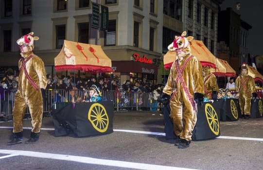 SAN FRANCISCO - FEB 15 : An unidentified participants at the Chinese New Year Parade in San Francisco , California on February 15 2014 , It is the largest Asian event in North America 