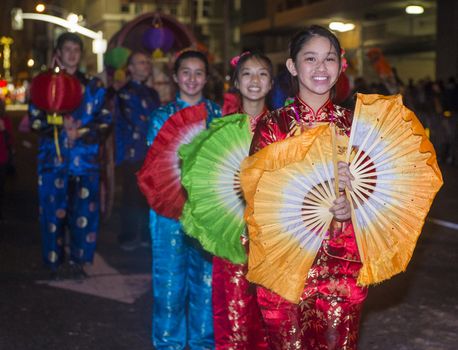 SAN FRANCISCO - FEB 15 : An unidentified participants at the Chinese New Year Parade in San Francisco , California on February 15 2014 , It is the largest Asian event in North America 