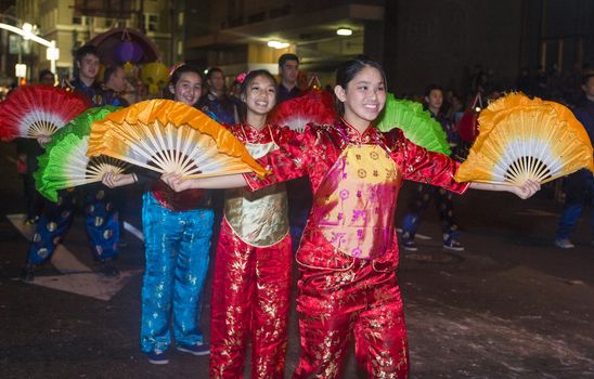 SAN FRANCISCO - FEB 15 : An unidentified participants at the Chinese New Year Parade in San Francisco , California on February 15 2014 , It is the largest Asian event in North America 