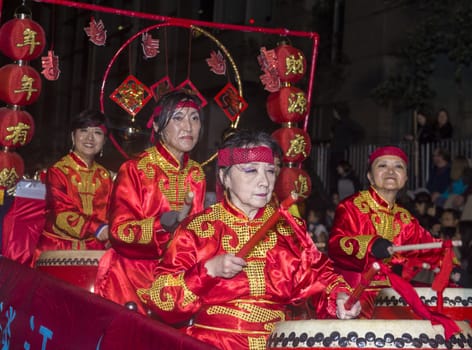 SAN FRANCISCO - FEB 15 : An unidentified participants at the Chinese New Year Parade in San Francisco , California on February 15 2014 , It is the largest Asian event in North America 