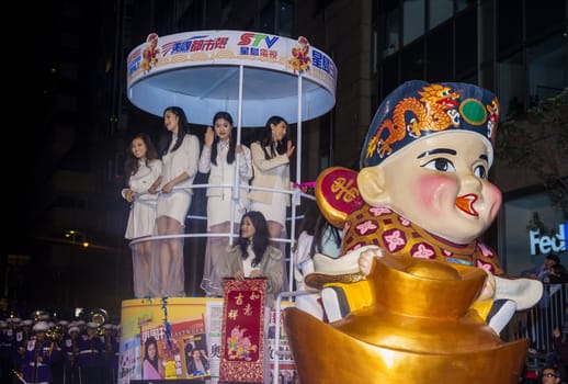 SAN FRANCISCO - FEB 15 : A parade float at the Chinese New Year Parade in San Francisco , California on February 15 2014 , It is the largest Asian event in North America 