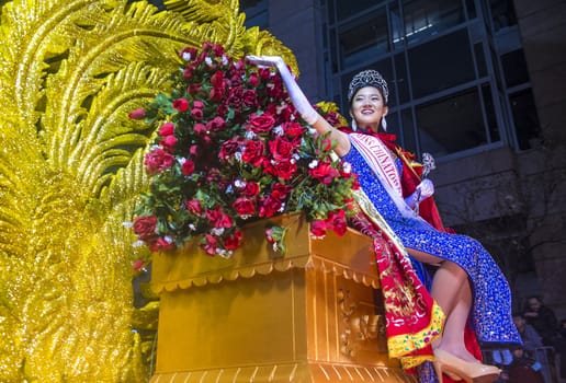 SAN FRANCISCO - FEB 15 : A parade float at the Chinese New Year Parade in San Francisco , California on February 15 2014 , It is the largest Asian event in North America 