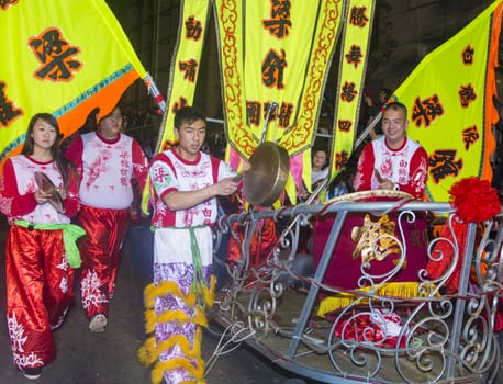 SAN FRANCISCO - FEB 15 : An unidentified participants at the Chinese New Year Parade in San Francisco , California on February 15 2014 , It is the largest Asian event in North America 