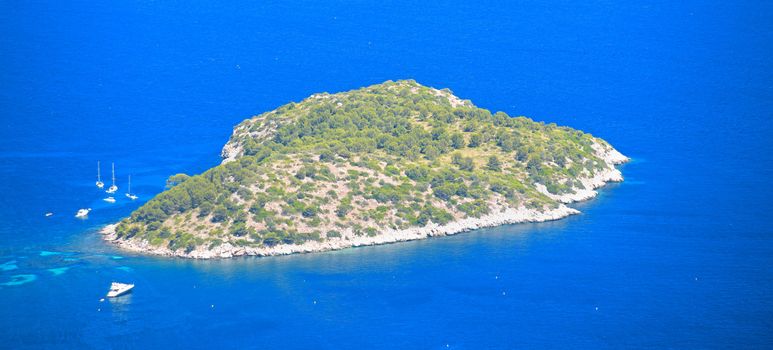 Bright Green Island in the Middle of the Sea